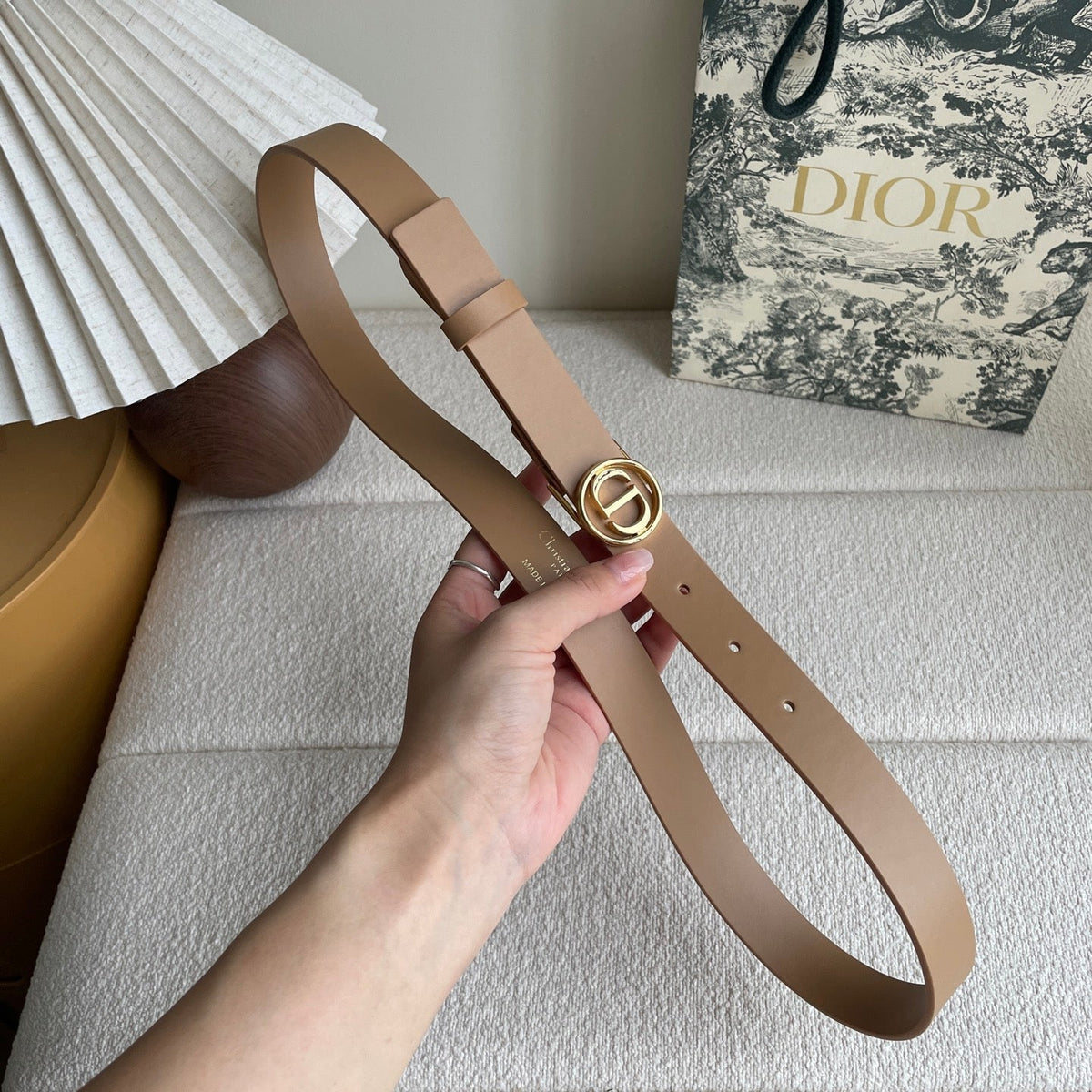 DIOR 25S BELT 25 MM IN LIGHT BROWN CALFSKIN 572164