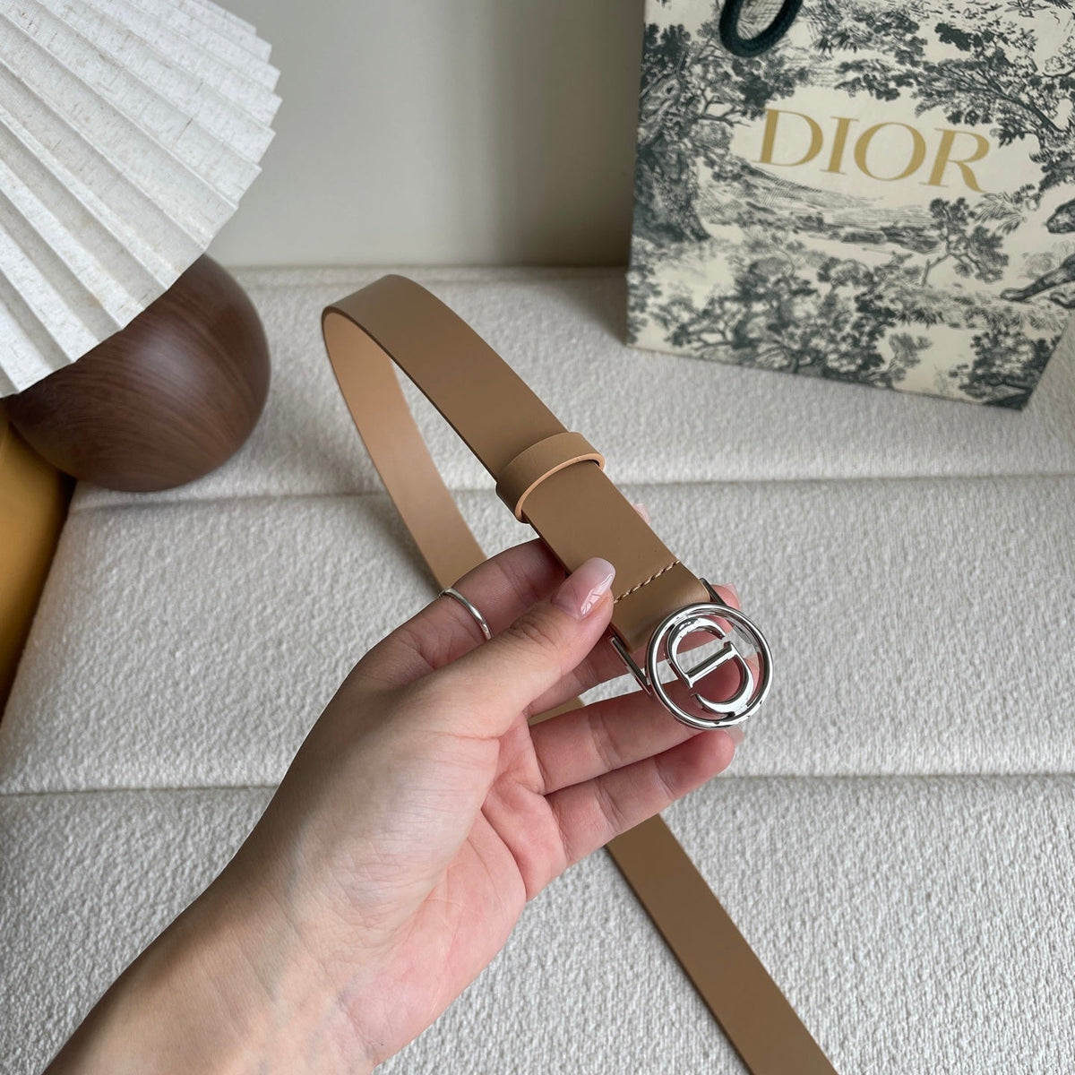 DIOR 25S BELT 25 MM IN LIGHT BROWN CALFSKIN 572163